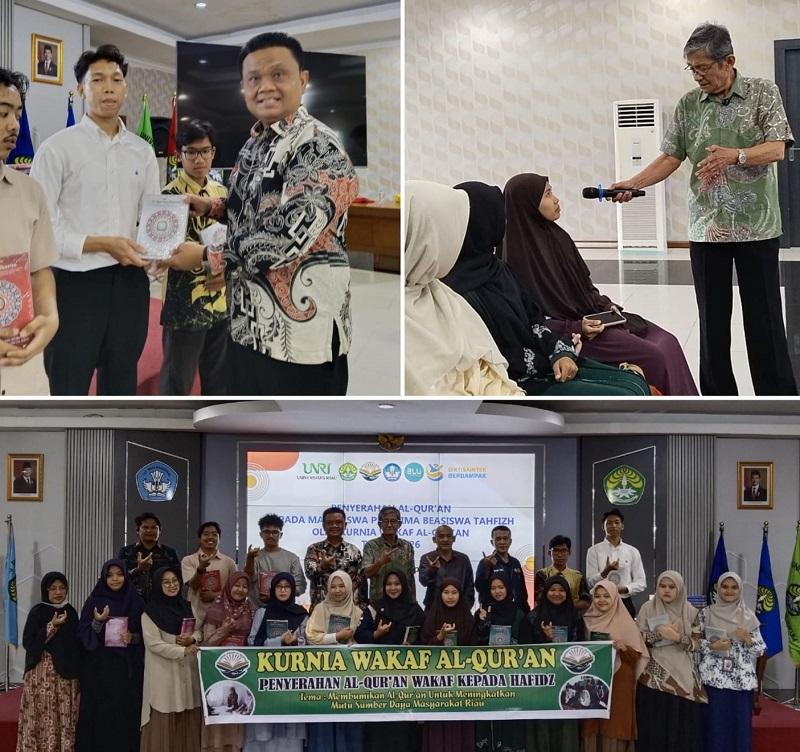 Dukung Prestasi Mahasiswa Tahfiz, KWQ Salurkan Wakaf Al-Qur’an ke Unri